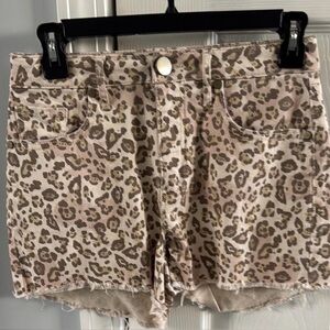 Wonderly Leopard Denim Shorts Size 27 Frayed Hem